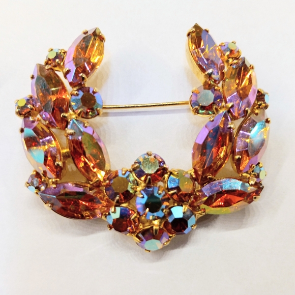 Stunning Set Vintage Rhinestone Brooch And Earrings - Picture 2 of 6